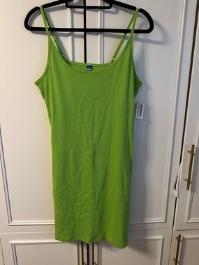 Old Navy Bright Lime Green Ribbed Shelf Bra Dress